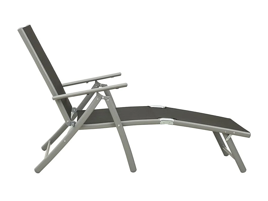 Ligbed inklapbaar textileen en aluminium zwart en zilverkleurig NL829286