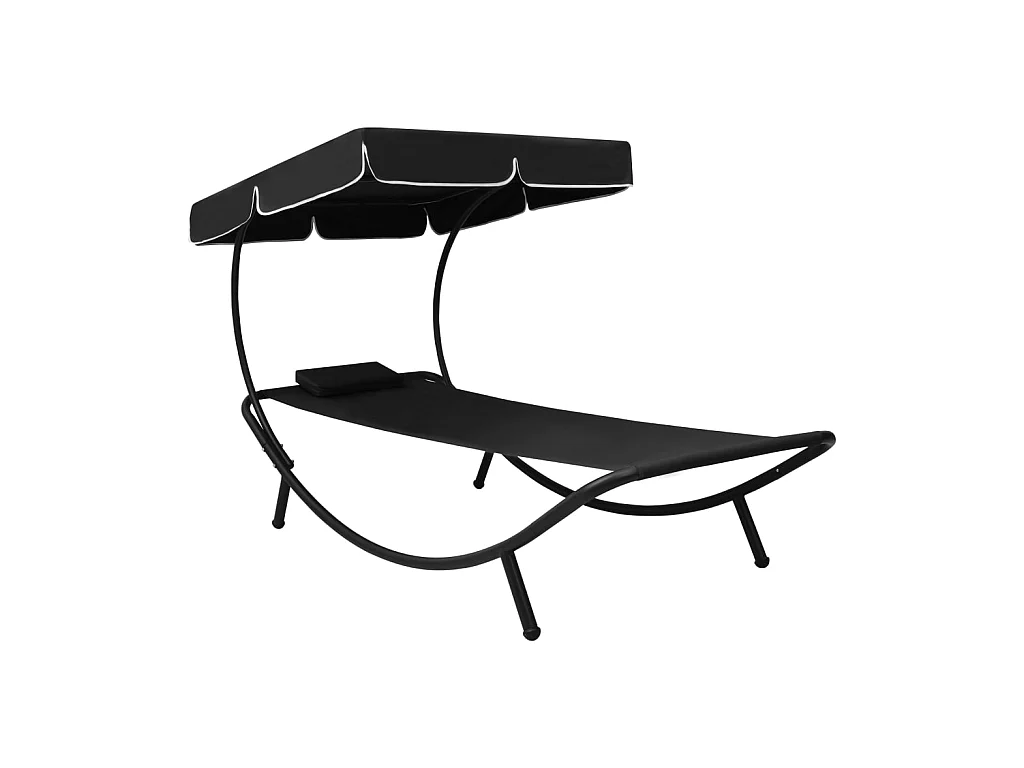 Bain de soleil avec auvent et oreiller Noir PEWV93713