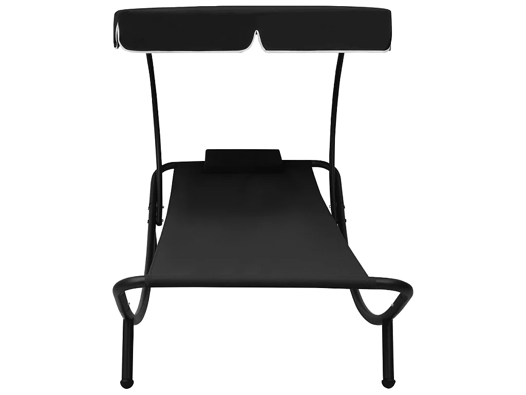 Bain de soleil avec auvent et oreiller Noir PEWV93713