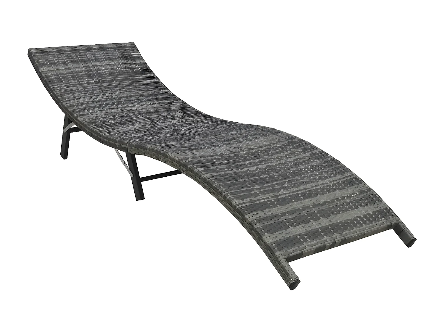 Bain de soleil pliable avec coussin Résine tressée Gris SEF75379