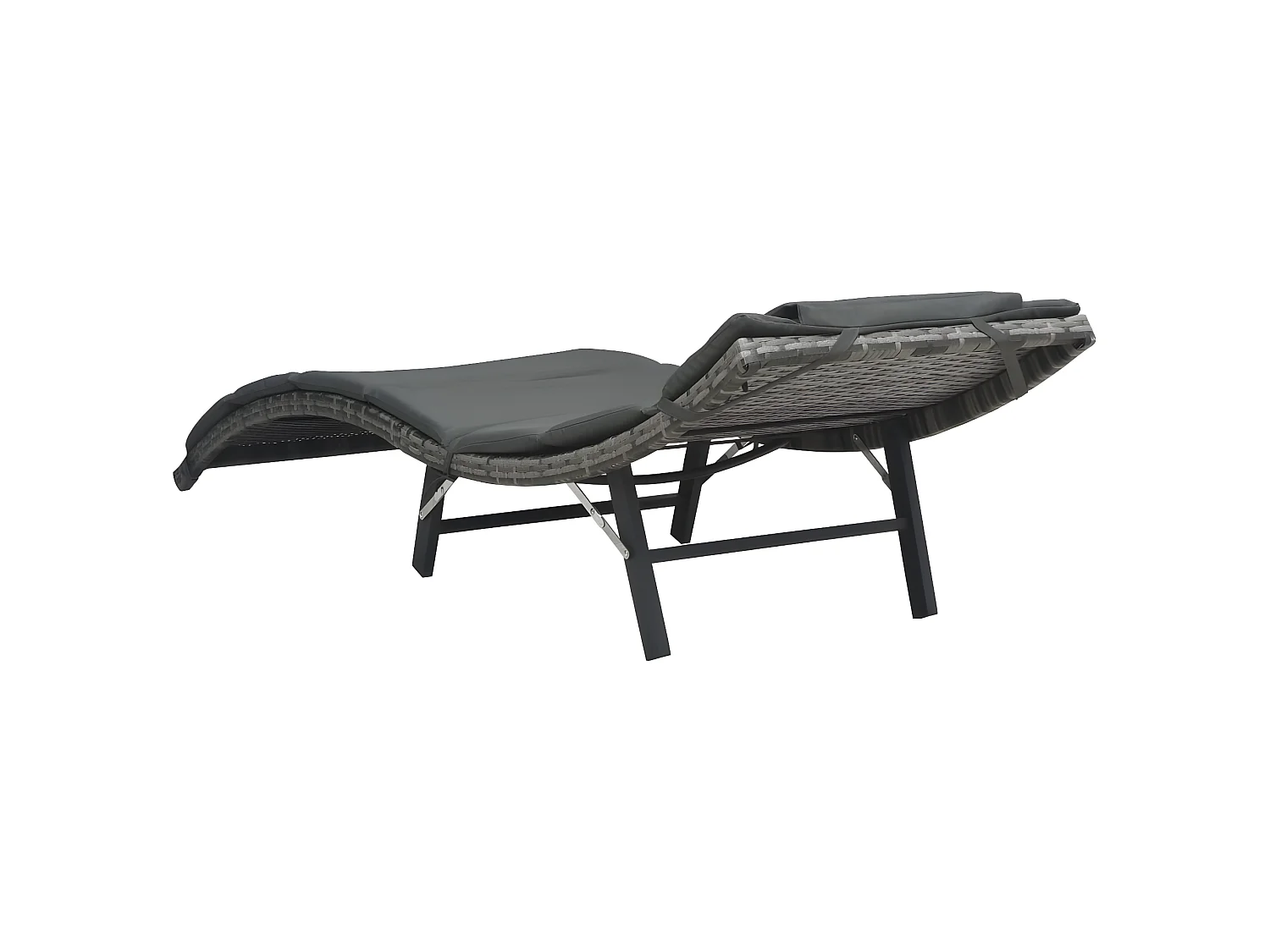 Bain de soleil pliable avec coussin Résine tressée Gris SEF75379