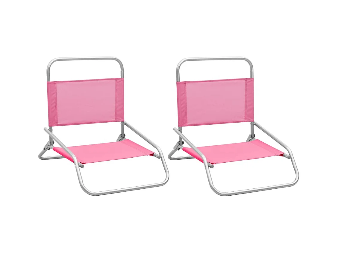 Bains de soleil pliables 2 pcs Rose Tissu SEF38882