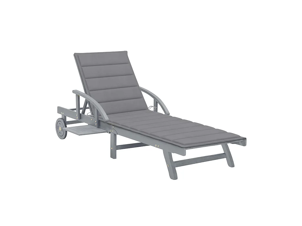 Bain de soleil avec coussin Bois d'acacia solide PEWV73110