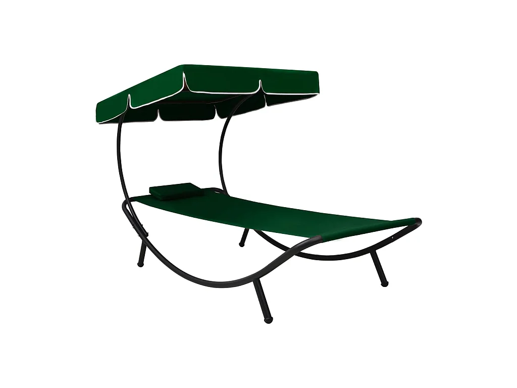Bain de soleil avec auvent et oreiller Vert PEWV37622