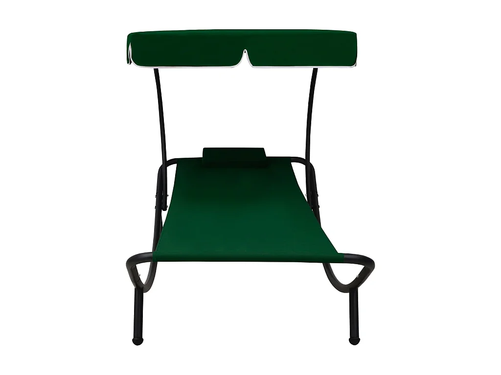 Tumbona de jardín con toldo y cojín verde ES32904