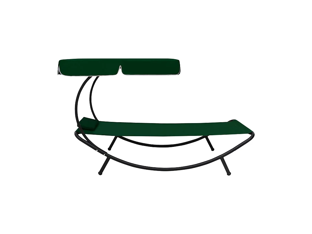 Tumbona de jardín con toldo y cojín verde ES32904