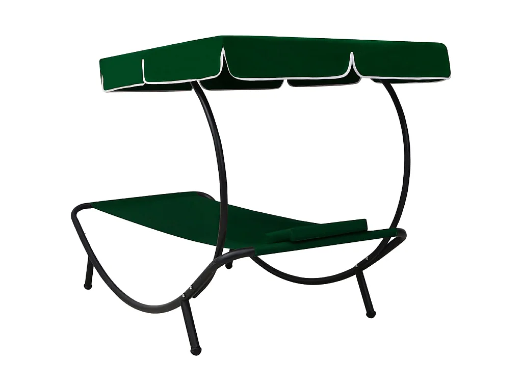 Loungebed met luifel en kussen groen NL563006