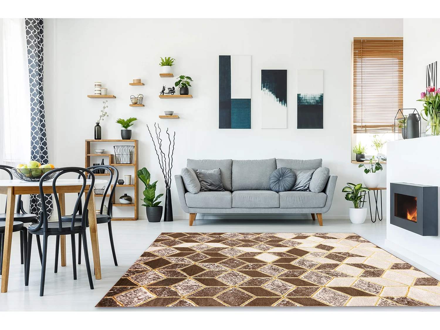 Tapijt MEFE modern B400 blokjes, geometrisch , 3D - Structureel, twee  160x220 cm