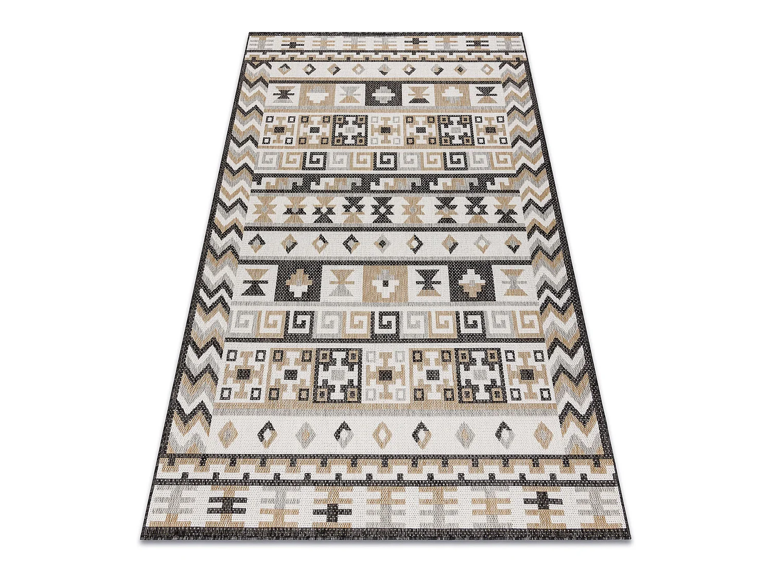 Tapis SIZAL COOPER Aztèque, Etno, Zigzag 22218 écru / noir 160x220 cm