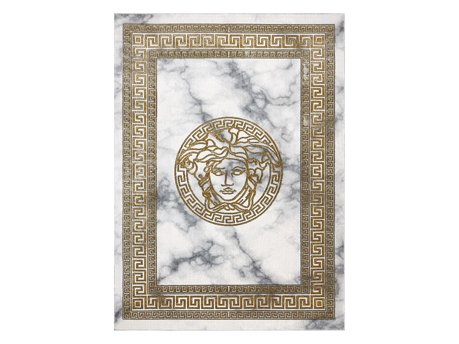 Tapis EMERALD exclusif 1011 glamour, méduse grec cadre crème / or 240x330 cm