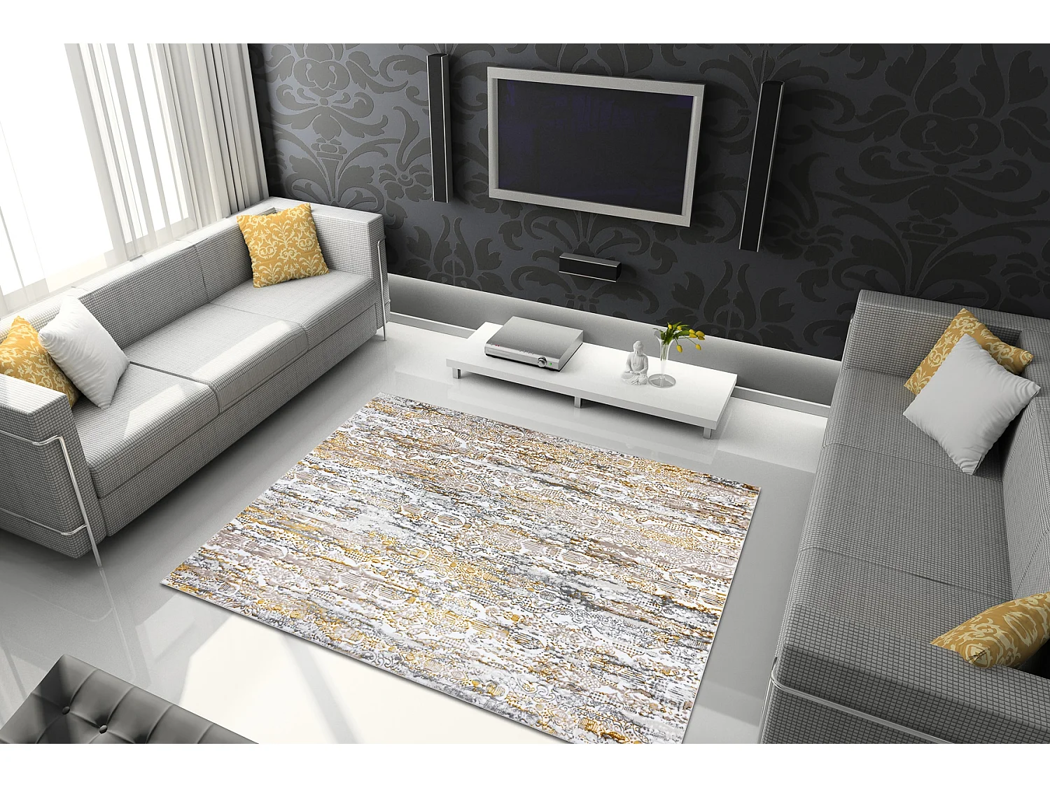 Tapijt GLOSS modern 8487 63 Ornament, stijlvol, glamour goud / beige  180x270 cm