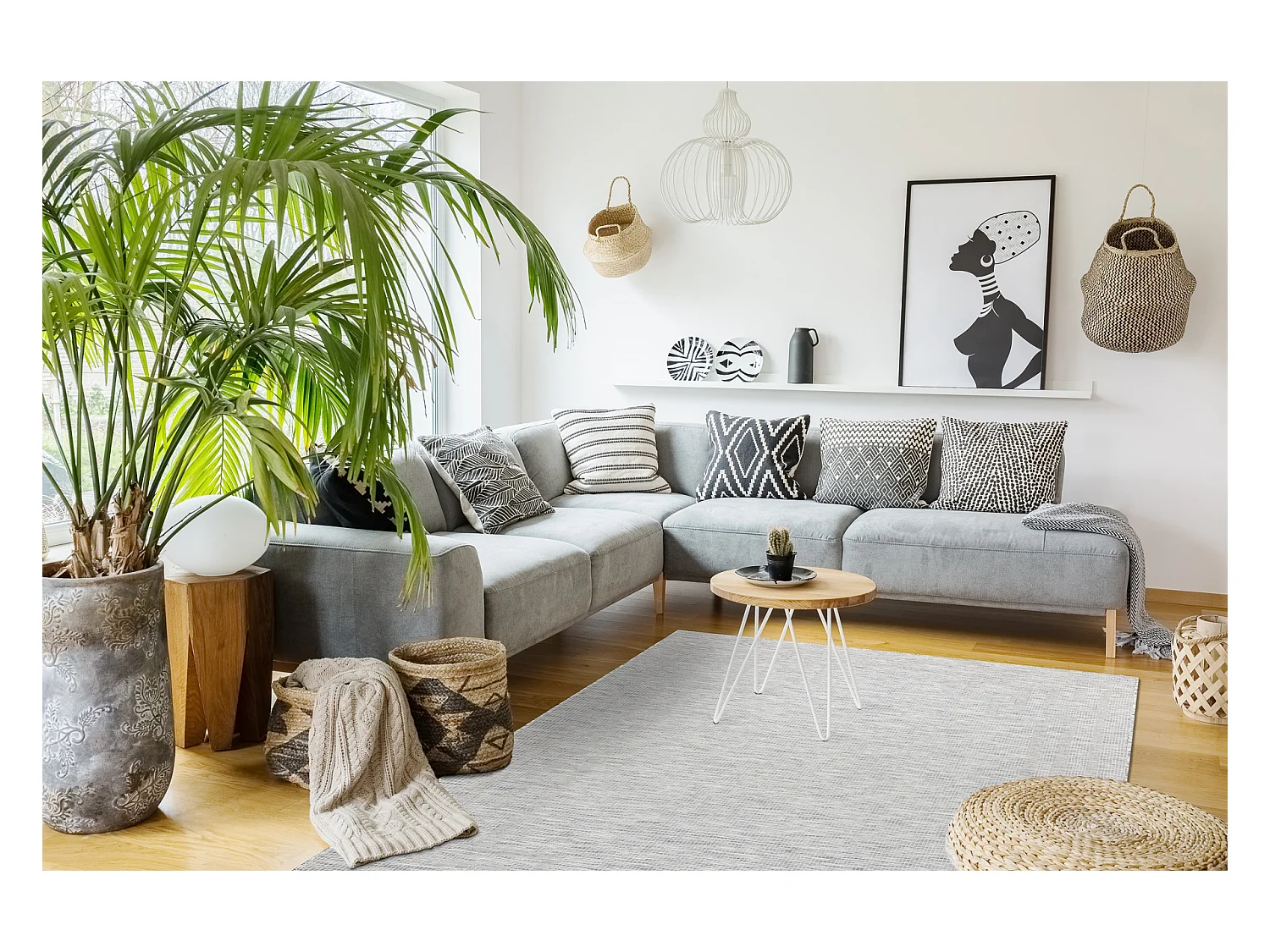 Sisal tapijt SISAL PATIO 3071 grieks grijs / beige 117x170 cm