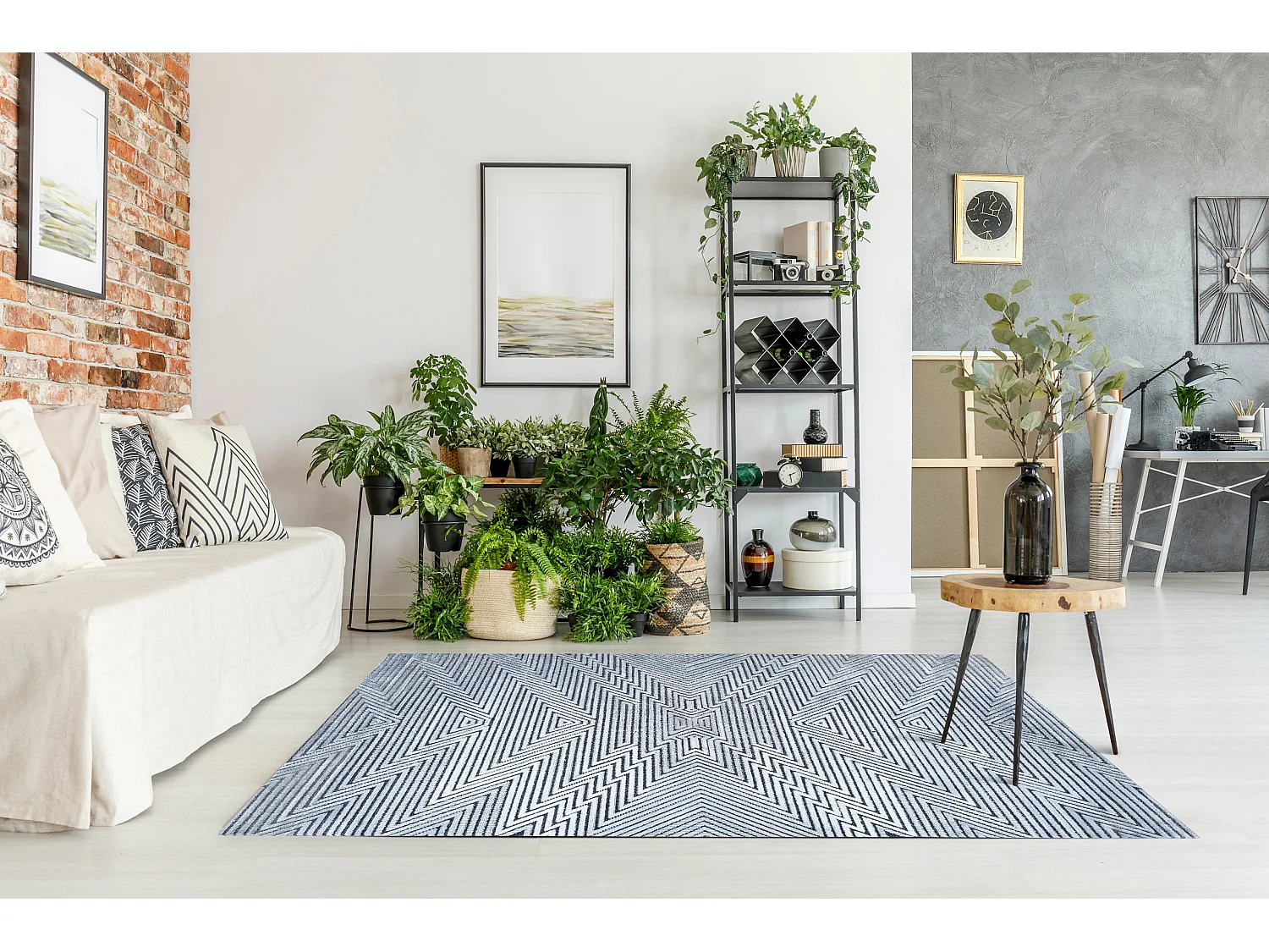 Tapijt Structureel SIERRA G5013 Plat geweven , twee poolhoogte , blauw 160x220 cm