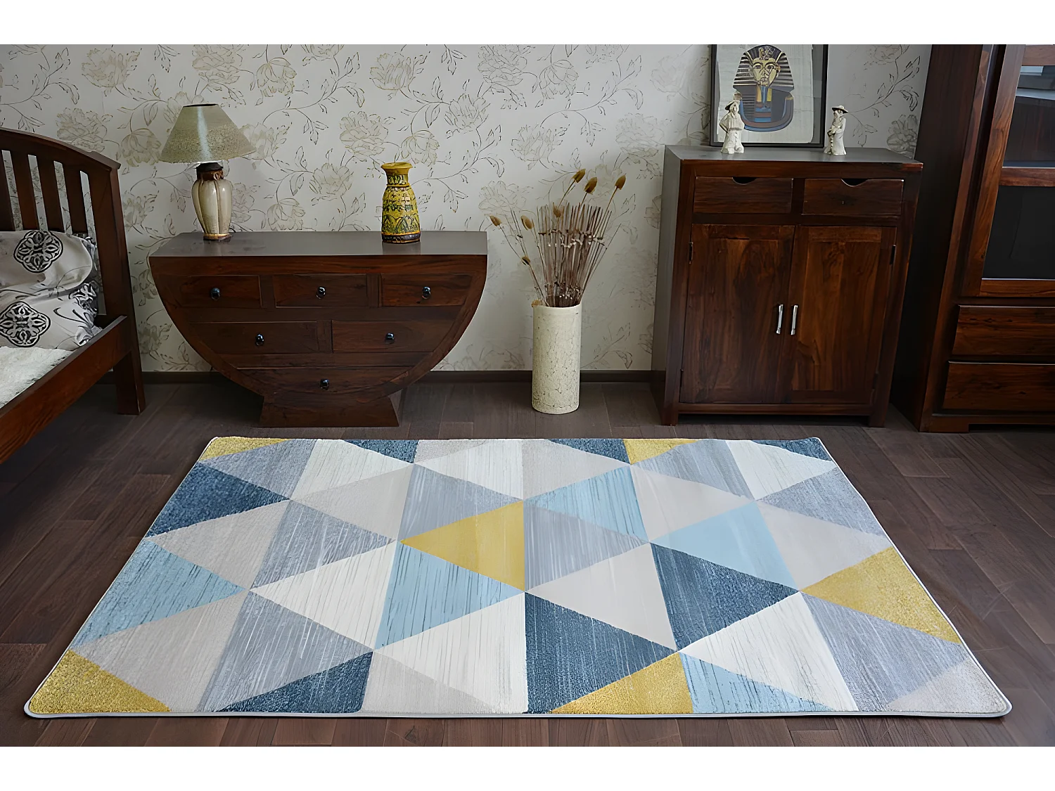 Tapis NORDIC TRIANGLES gris et crème G4580 280x370 cm