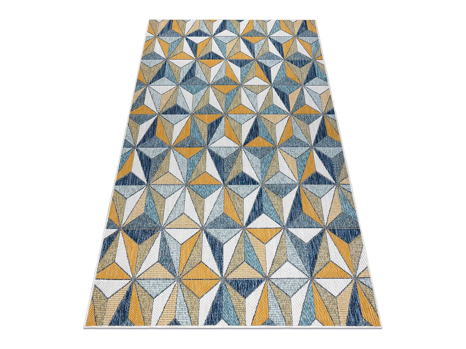 Tapis SIZAL COOPER Mosaïque, Triangles 22222 écru / bleu foncé 160x220 cm