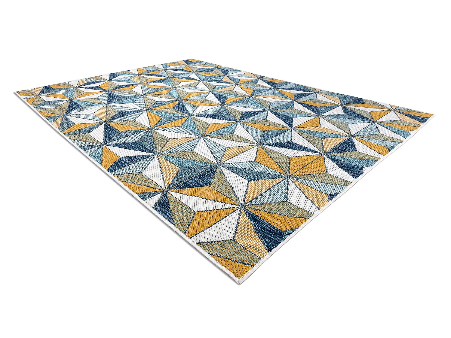 Tapis SIZAL COOPER Mosaïque, Triangles 22222 écru / bleu foncé 160x220 cm
