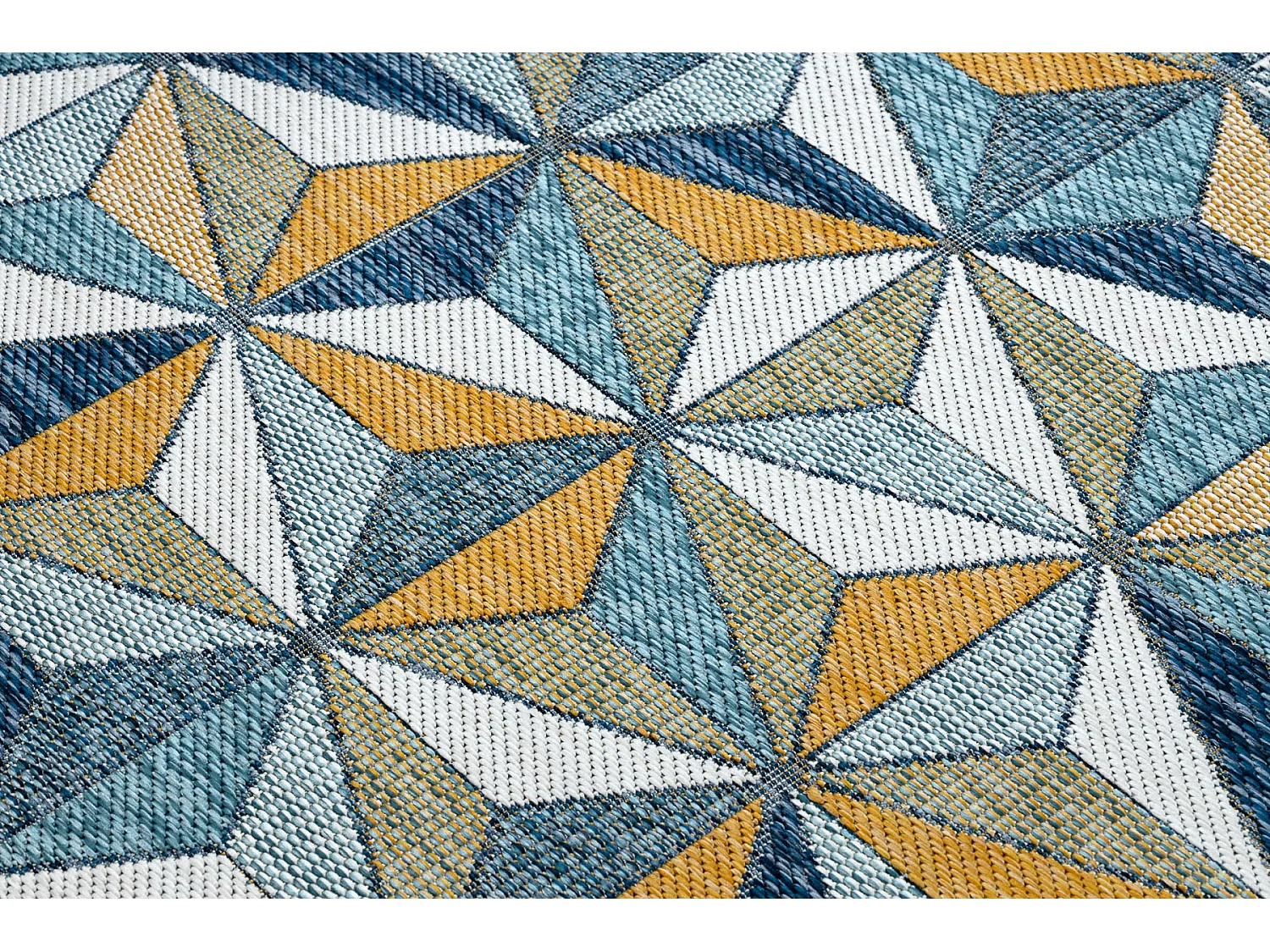 Tapis SIZAL COOPER Mosaïque, Triangles 22222 écru / bleu foncé 160x220 cm