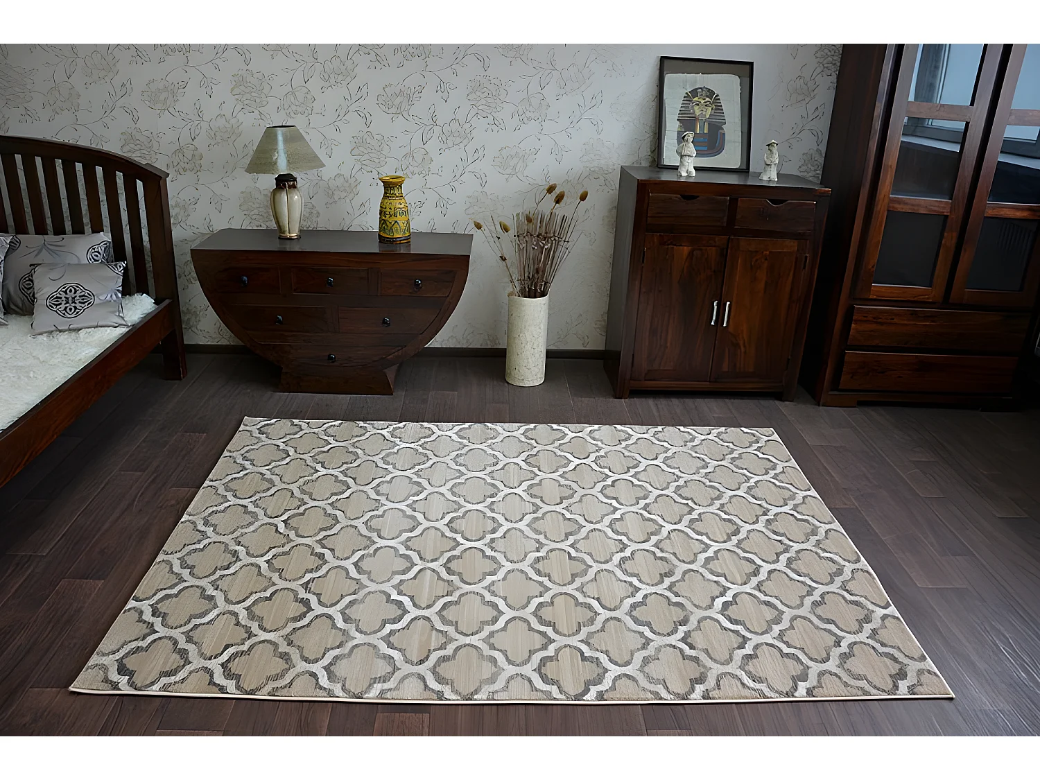 Tapis ARGENT - W4030 Trèfle Marocain Trellis Beige 160x220 cm