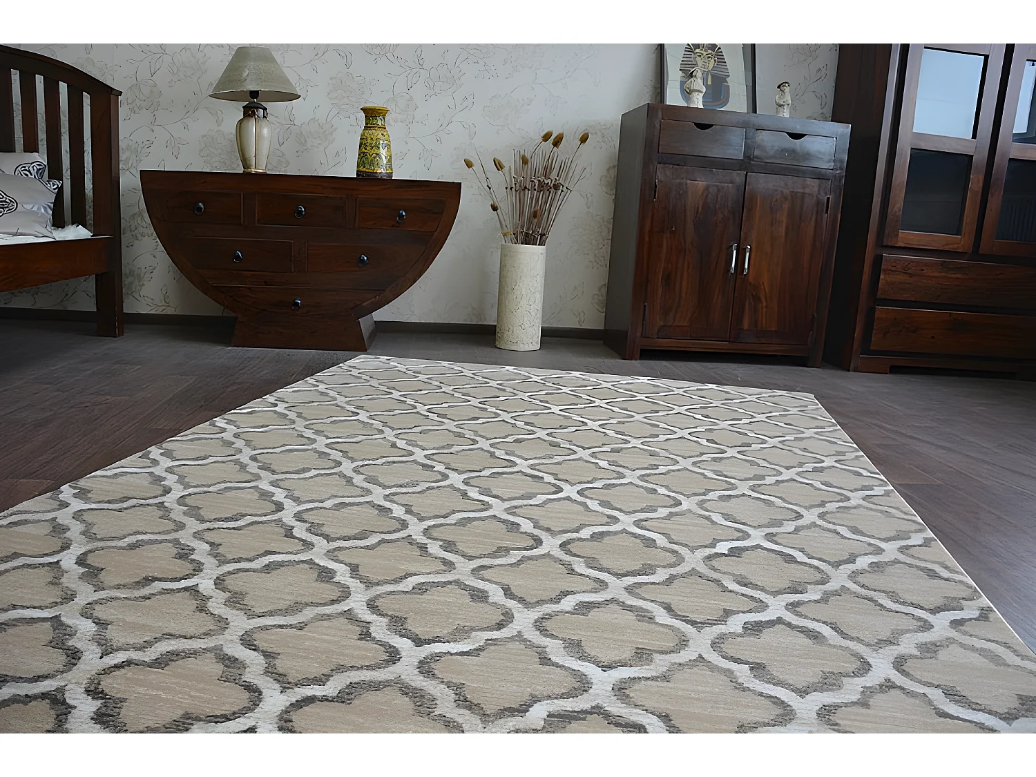 Tapis ARGENT - W4030 Trèfle Marocain Trellis Beige 160x220 cm