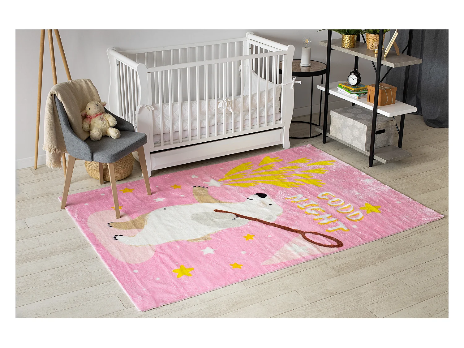 Tapijt PLAY Beertje Sterretje G4016-5 rozekleuring anti slip  160x215 cm