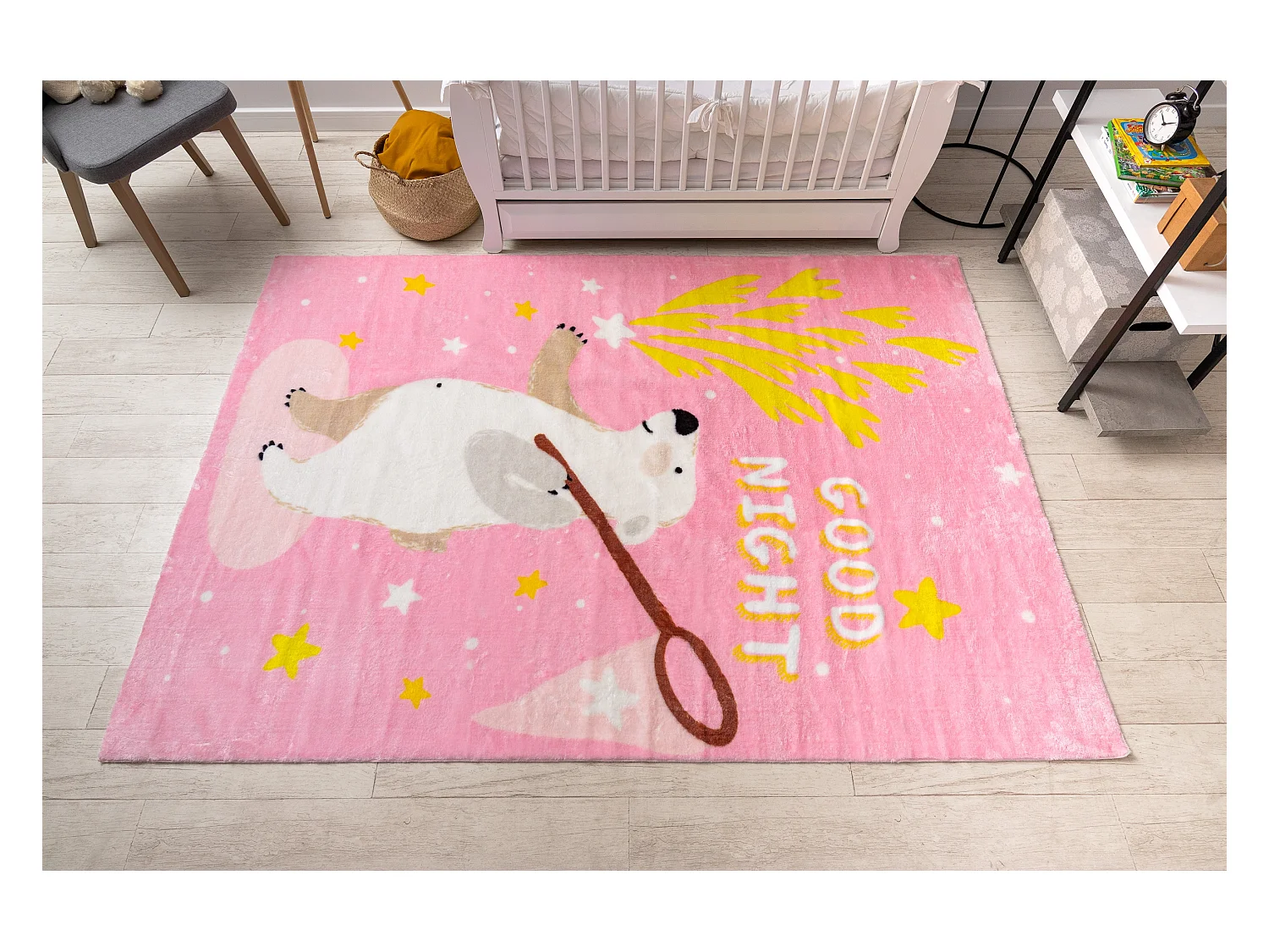 Tapijt PLAY Beertje Sterretje G4016-5 rozekleuring anti slip  160x215 cm