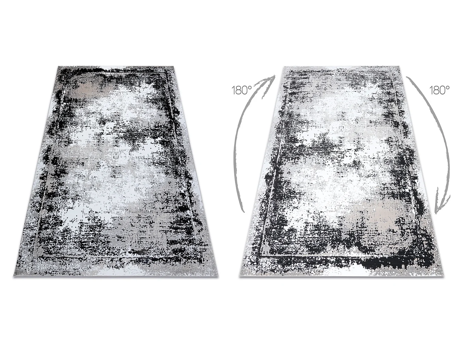 Modern GLOSS Teppich 8493 78 vintage, stilvoll, Rahmen grau / schwarz 160x220 cm