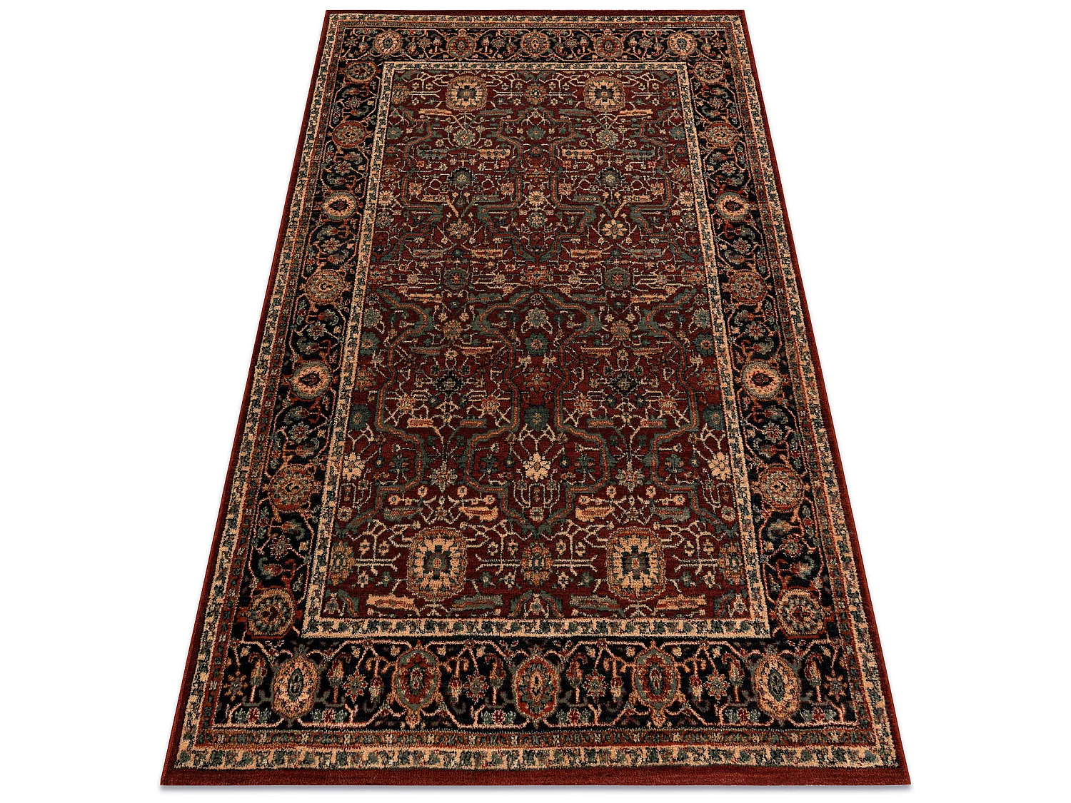 Tapis en laine KASHQAI 4348 300 Cadre, oriental bordeaux 80x160 cm