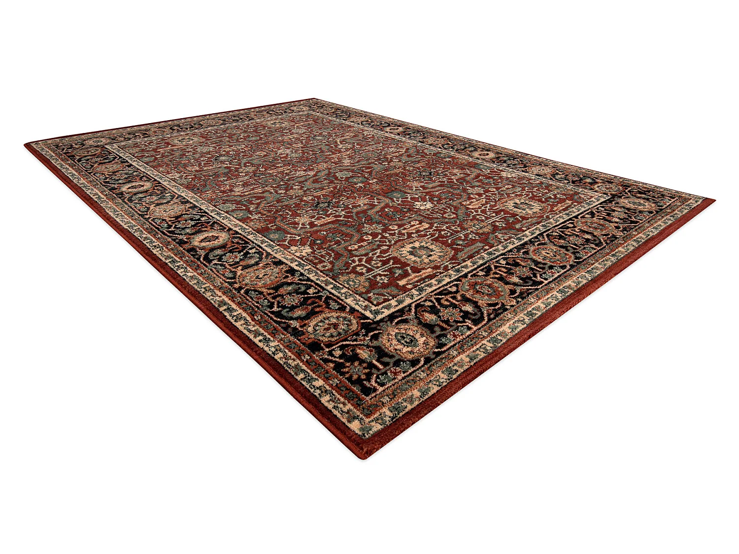 Tapis en laine KASHQAI 4348 300 Cadre, oriental bordeaux 80x160 cm