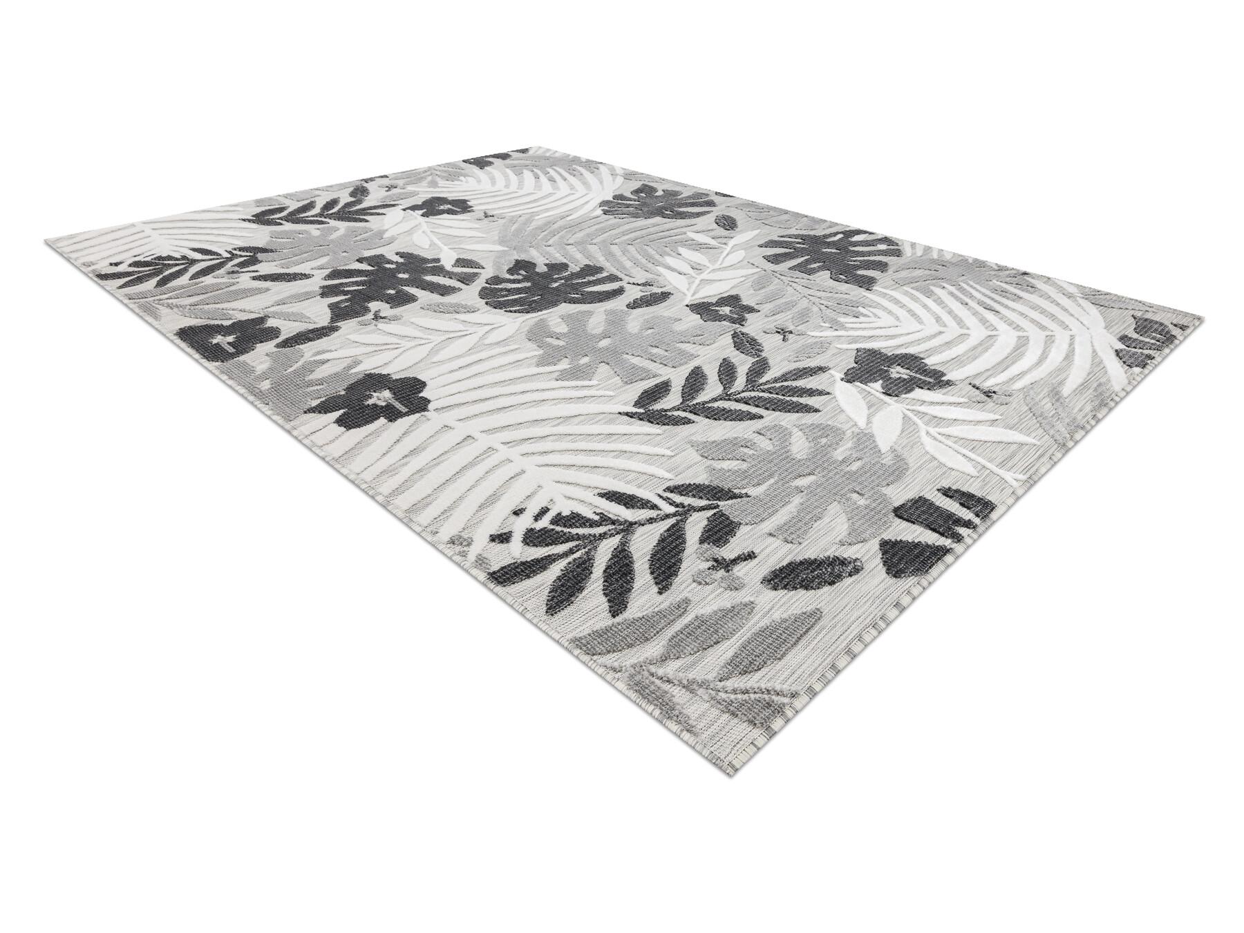 Alfombra exterior/interior polipropileno Botanic blanco y negro 160x230cm