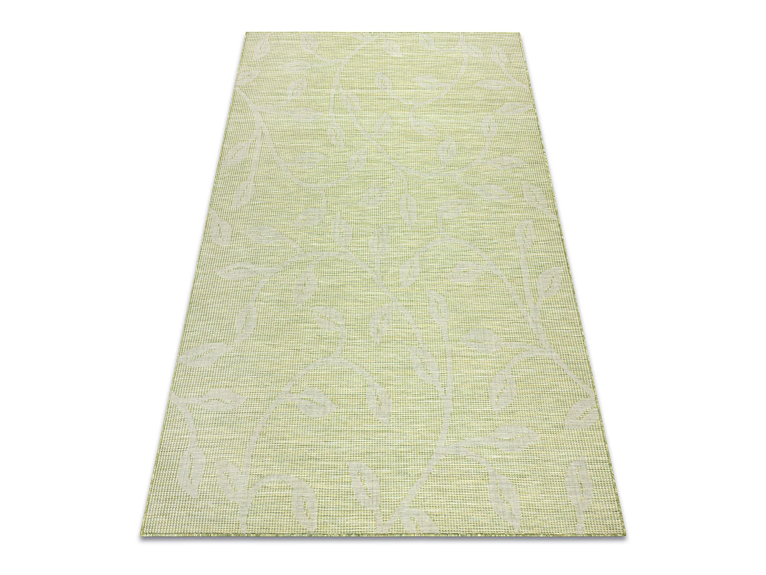 Tappeto SIZAL PATIO 3045 fogliame tessuto piatto verde / beige 175x270 cm