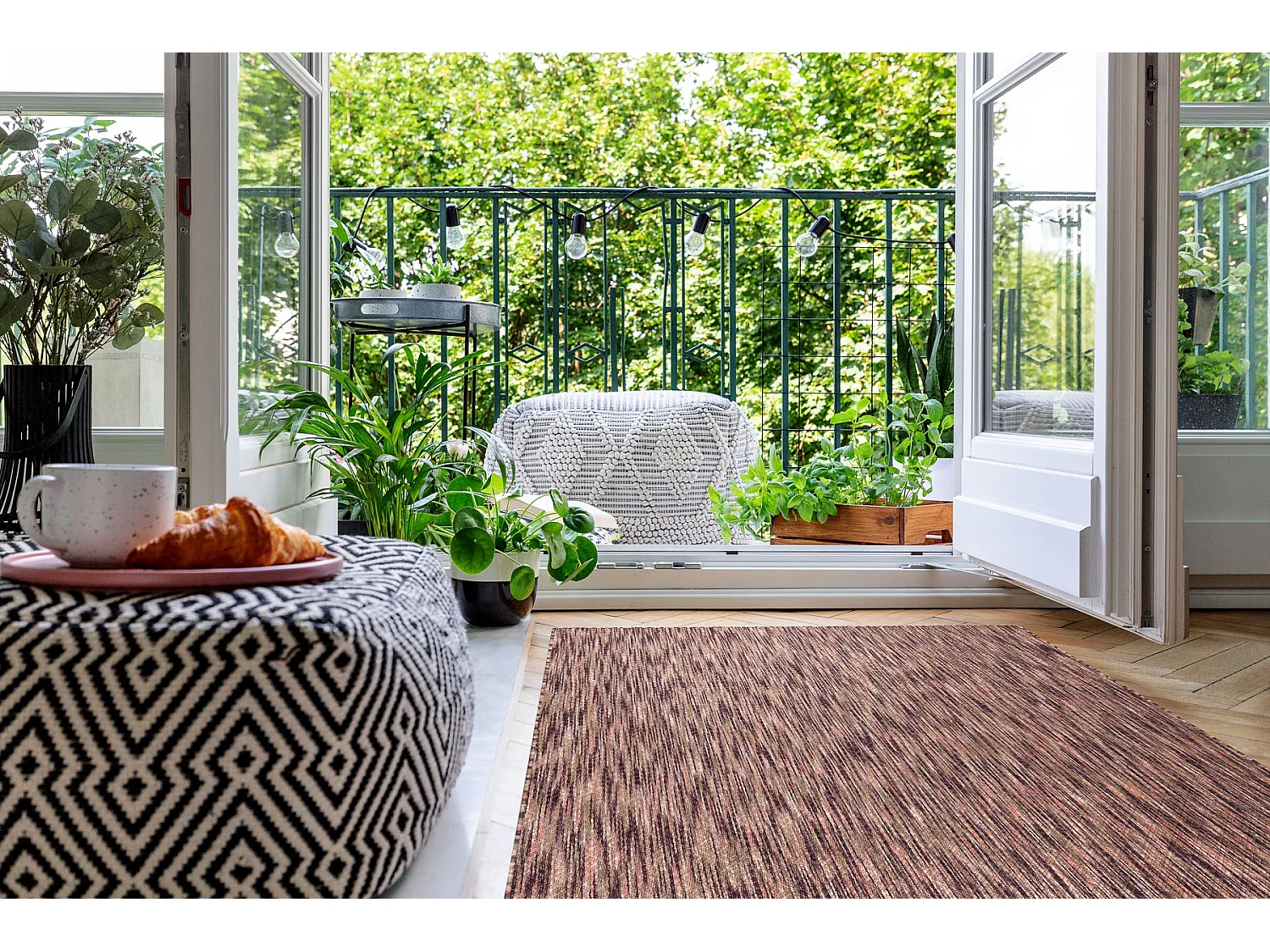 Modern Teppich SISAL FISY 20975A violett / rosa 160x220 cm