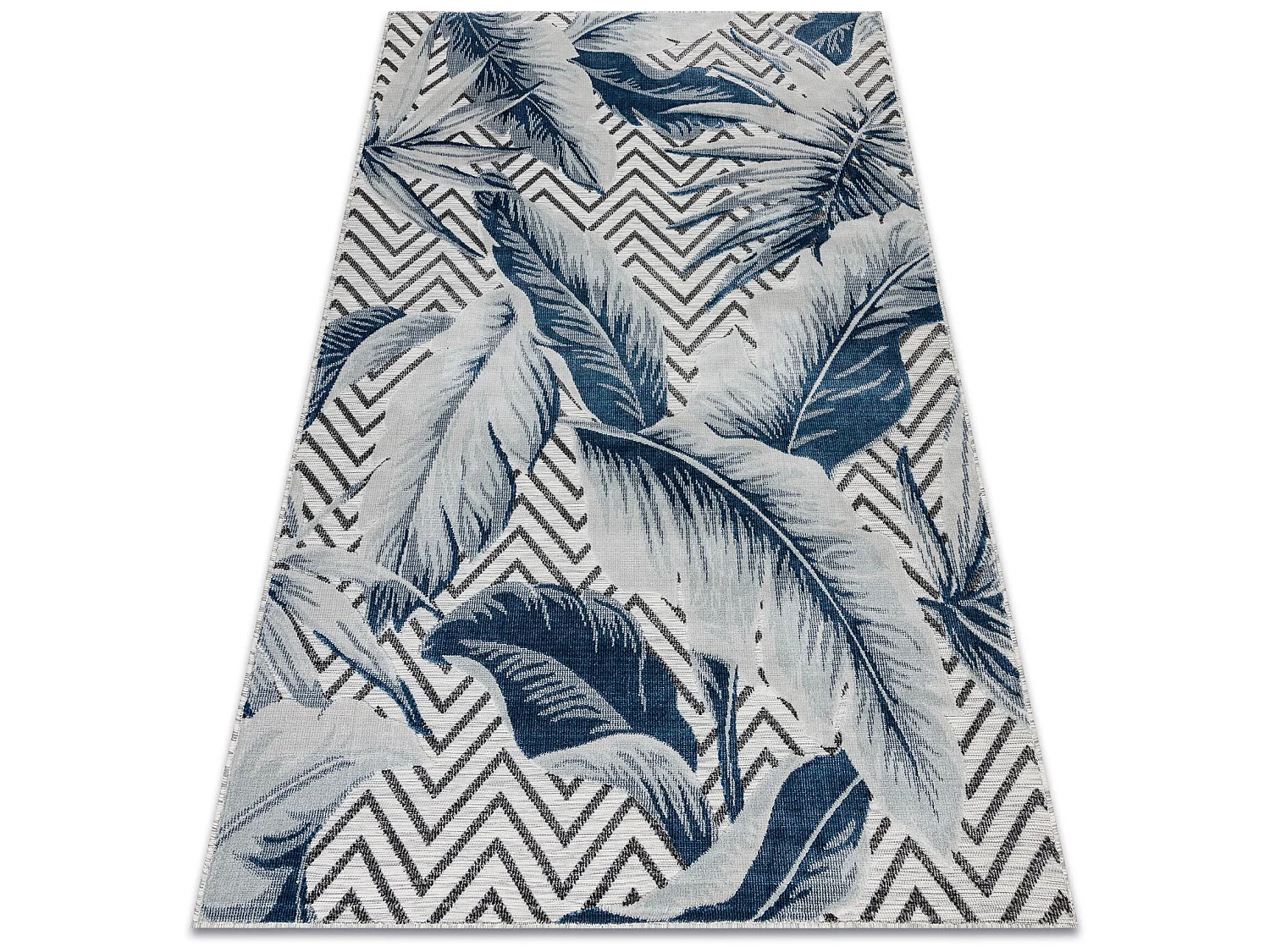 Tapis Structurel BOTANIC 65242 Plumes, zigzag, tissé à plat sur balc 137x190 cm