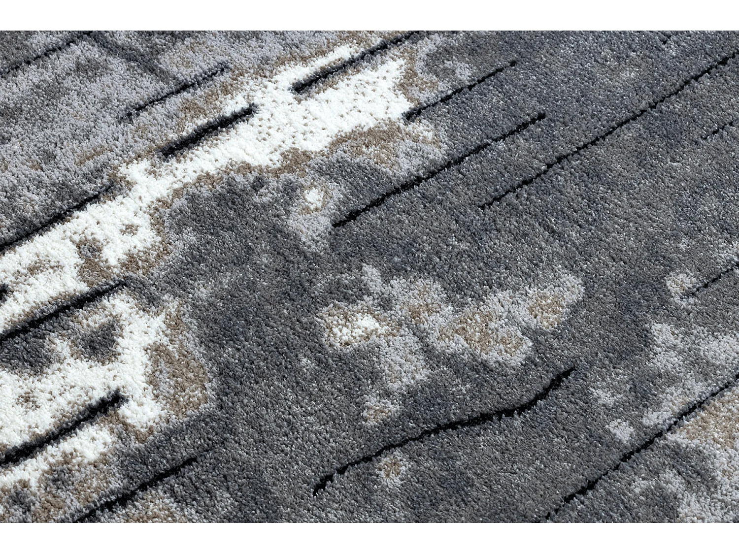 Tapis moderne COZY 8876 Rio - Structural deux niveaux de molleton gris 280x370 cm