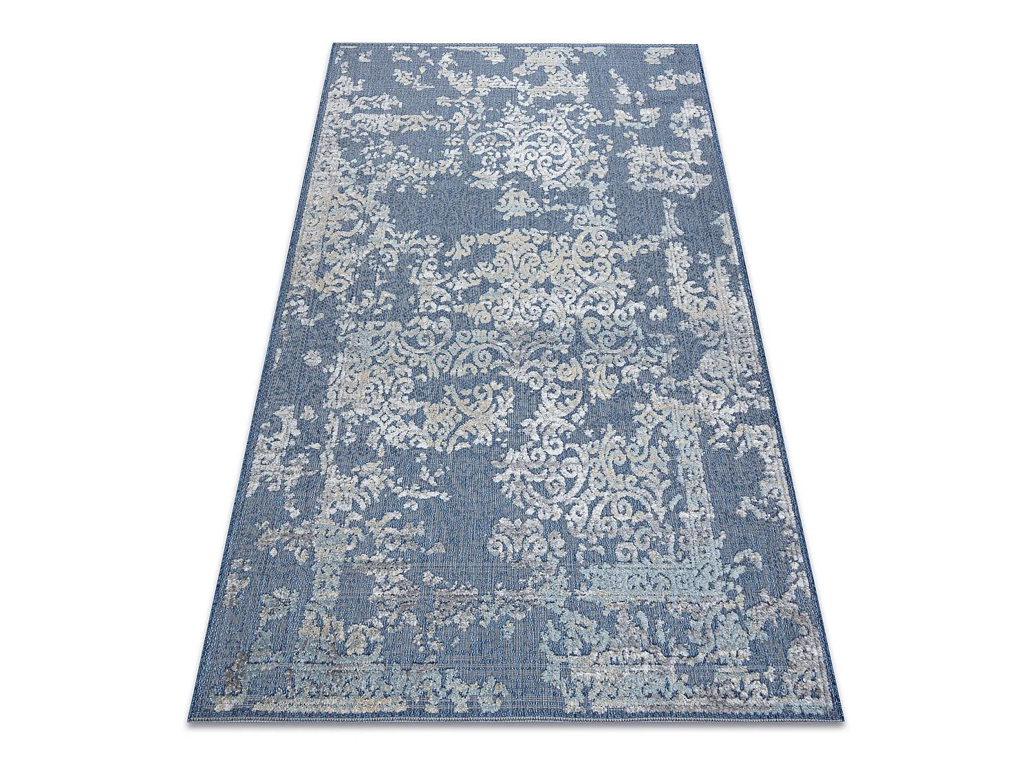Tapis Structural SOLE D3811 Ornement - tissé à plat bleu / beige 180x270 cm