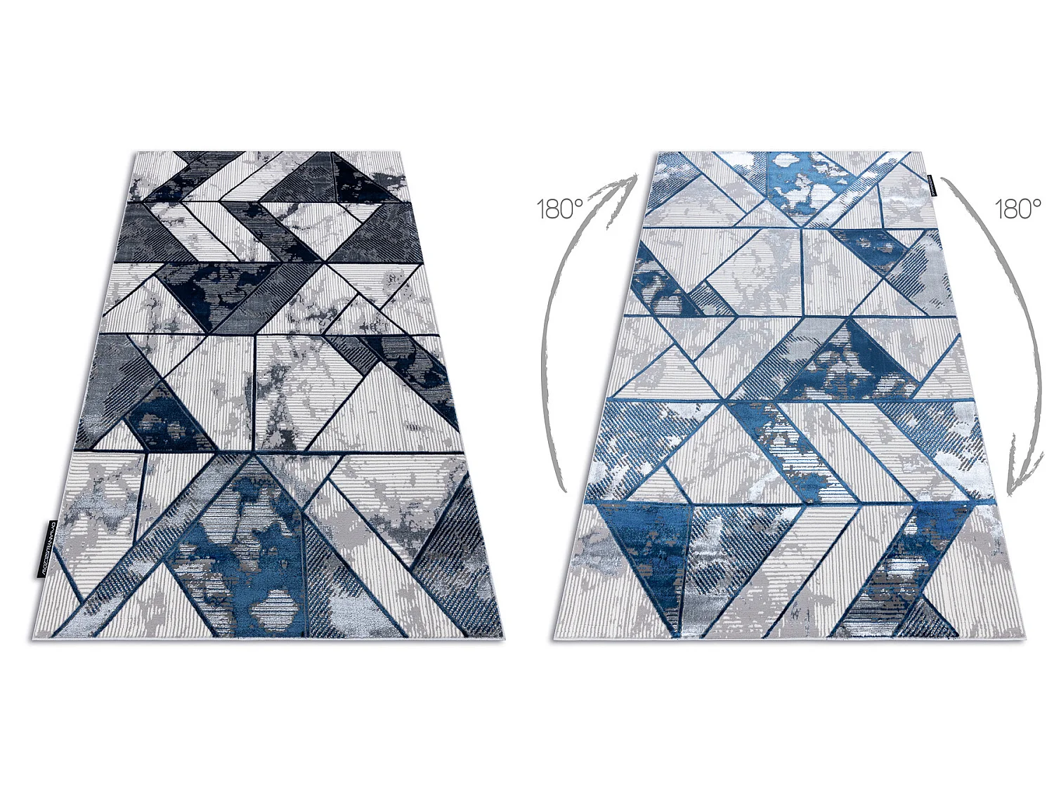 Tapijt DE LUXE modern 632 Geometrisch - Structureel crème / marinebla 160x220 cm