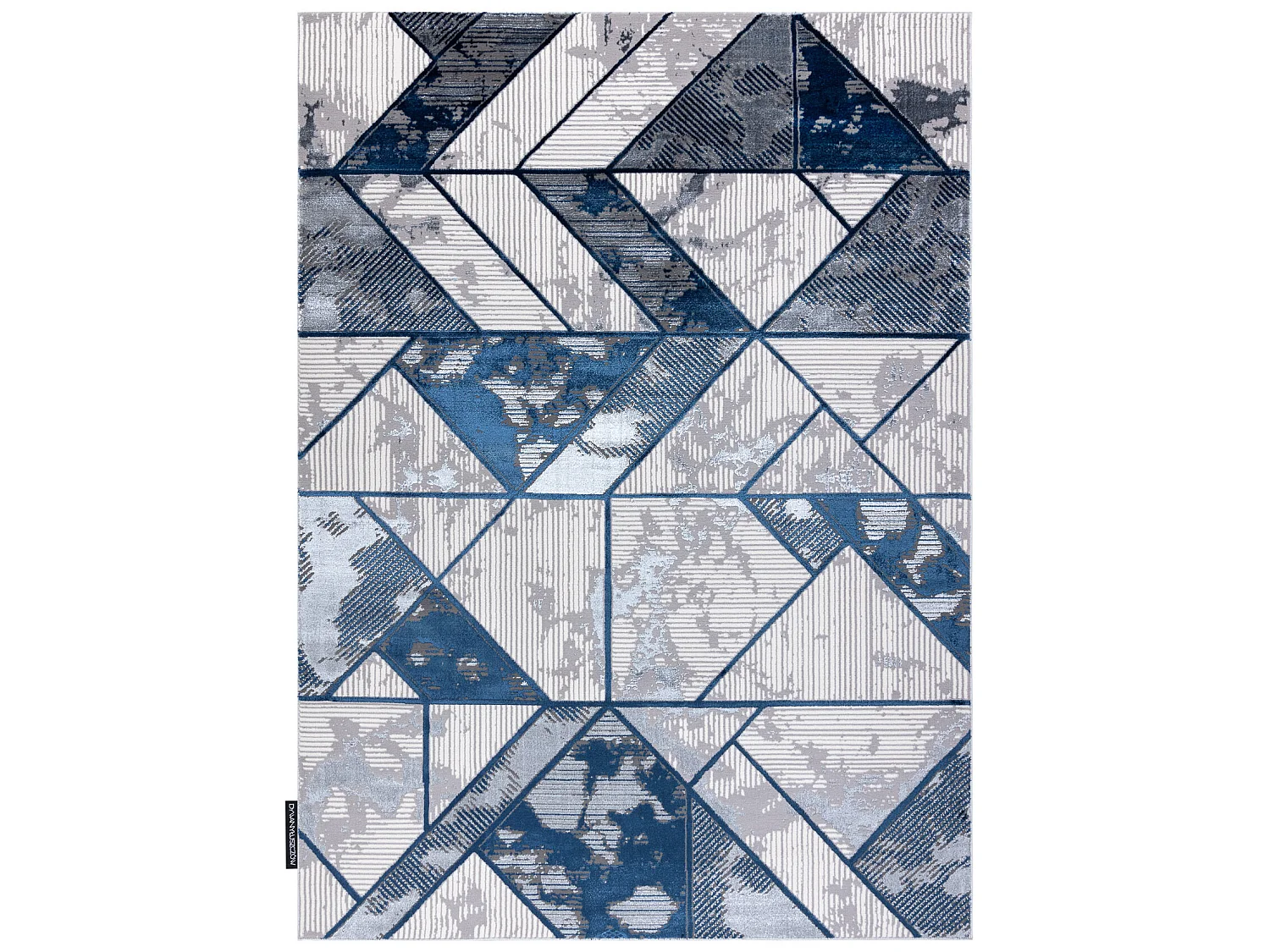 Tapijt DE LUXE modern 632 Geometrisch - Structureel crème / marinebla 160x220 cm