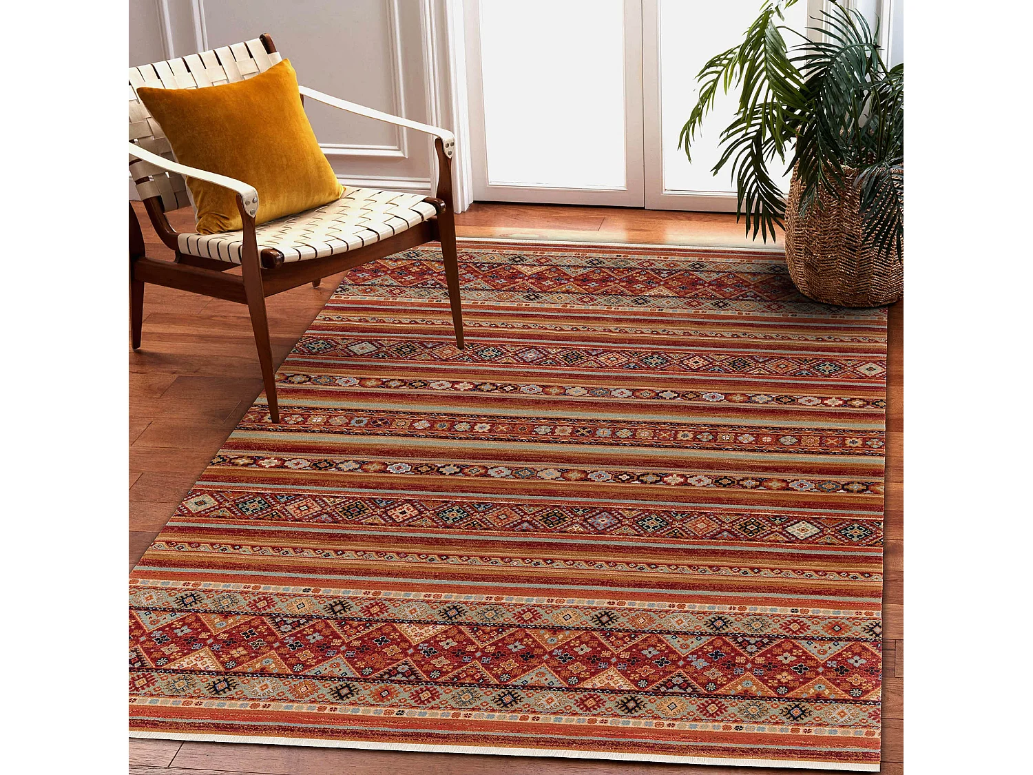 Tapis KESHAN franges, oriental 7685/53578 terre cuite 80x145 cm