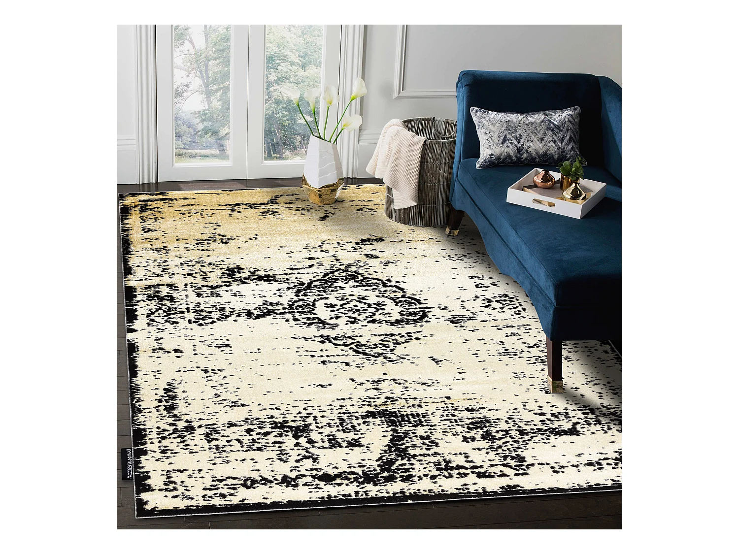 Tapijt DE LUXE modern 2083 Ornament vintage gewreven - Structureel gou 160x220 cm