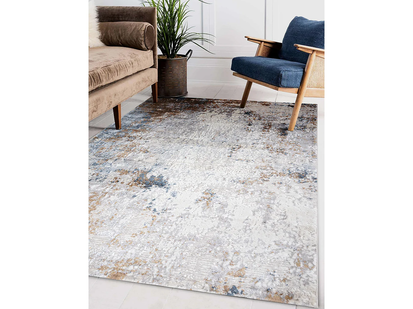 Tapis ACRYLIQUE ELITRA 6650 Abstraction vintage gris / ivoire  240x350 cm