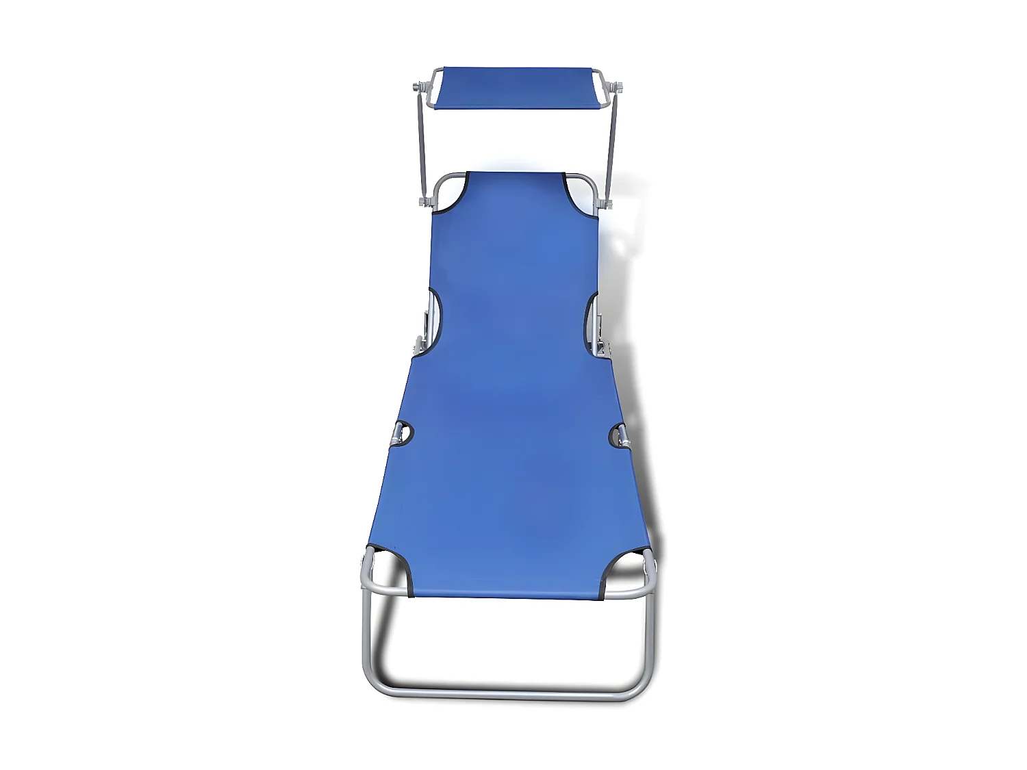 Bain de soleil pliable avec auvent Acier et tissu Bleu SEF75169