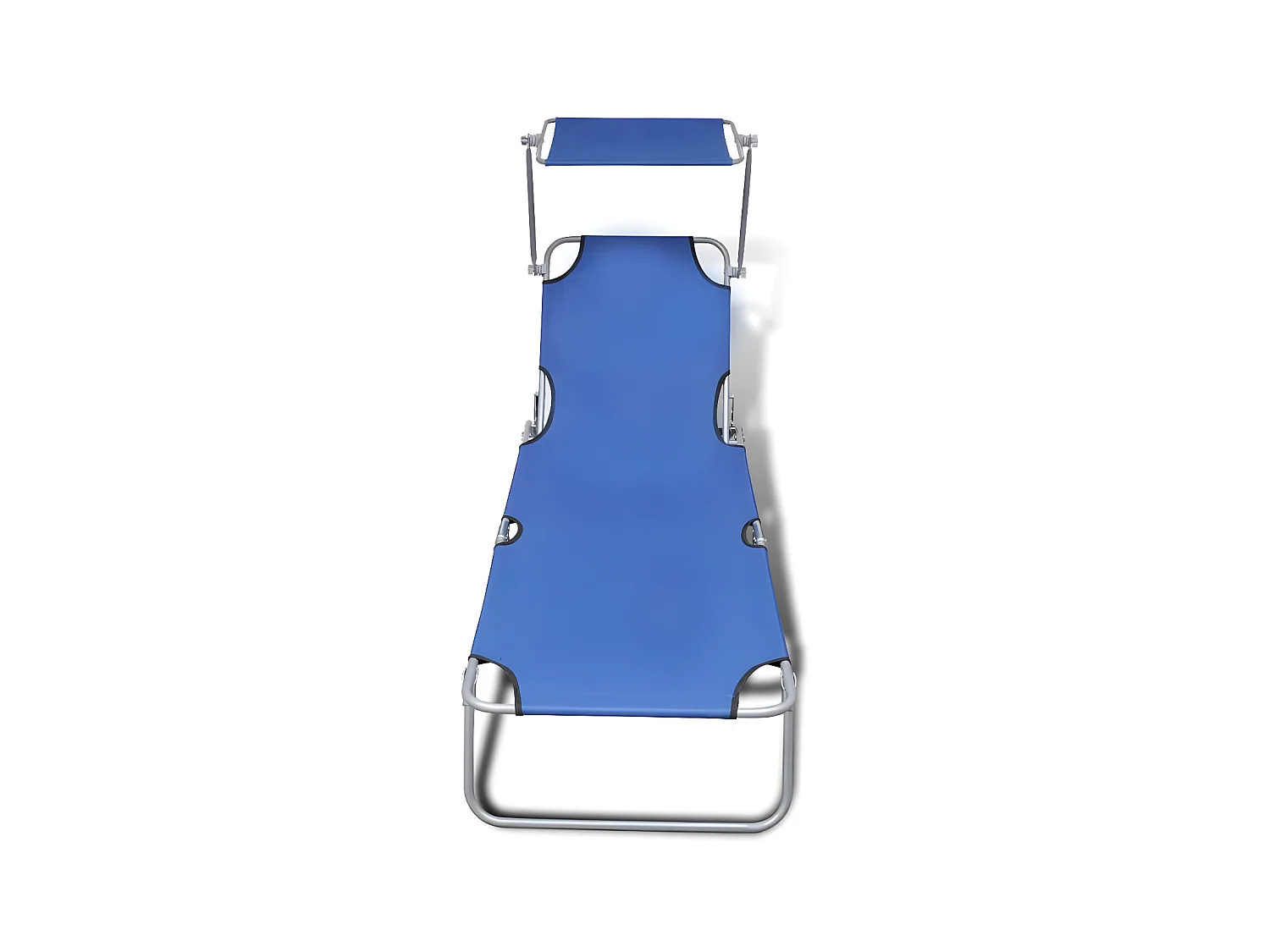 Ligbed inklapbaar met luifel staal en stof blauw NL530090