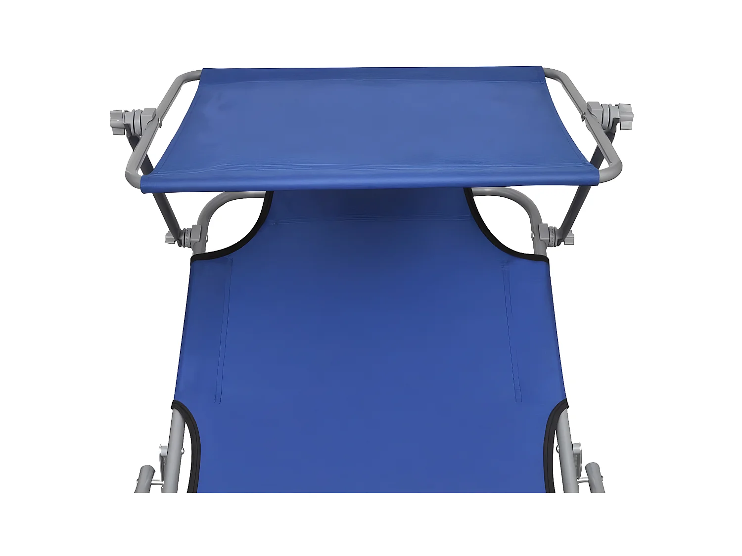 Ligbed inklapbaar met luifel staal en stof blauw NL530090