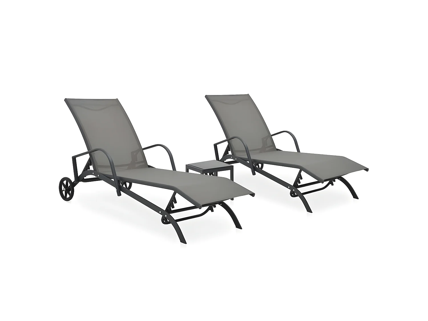 Bains de soleils 2 pcs avec table Textilène et acier SEF94263