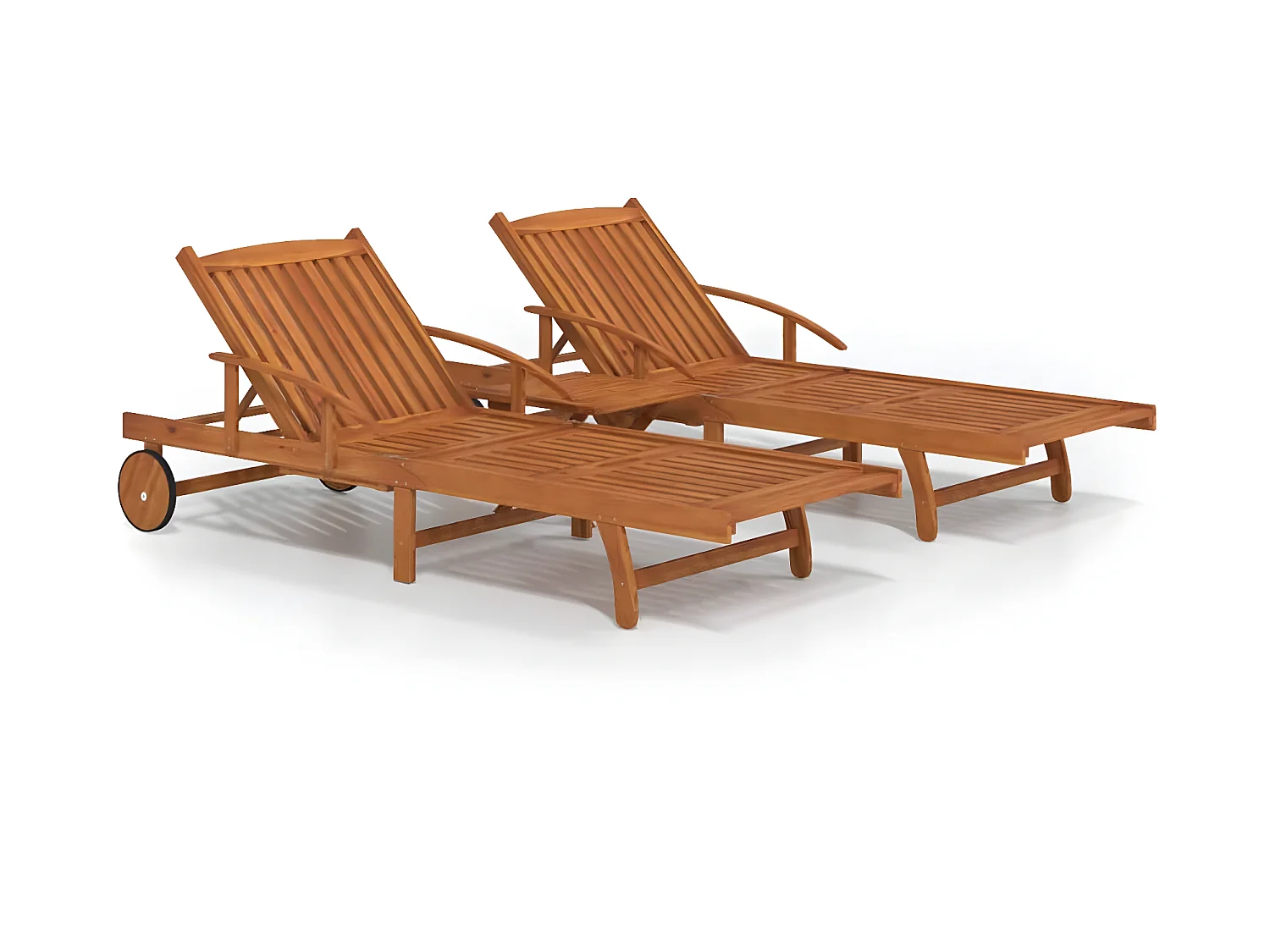 Ensemble de Bains de soleils 2 pcs et table Bois d'acacia massif SEF21013