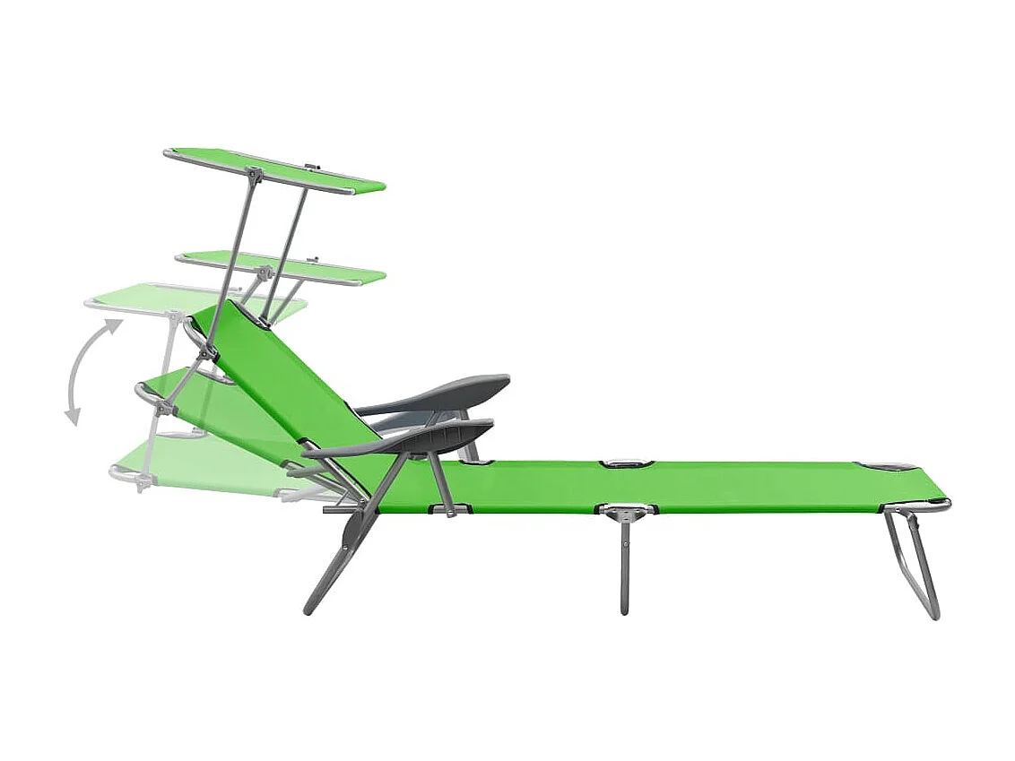 Bain de soleil avec auvent Acier Vert SEF88009