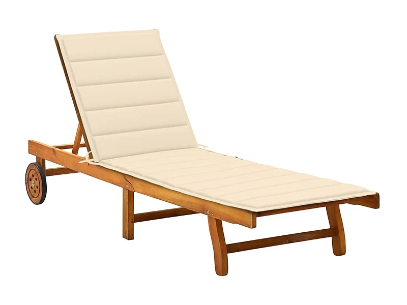 Bain de soleil avec coussin Bois d'acacia solide PEWV78947