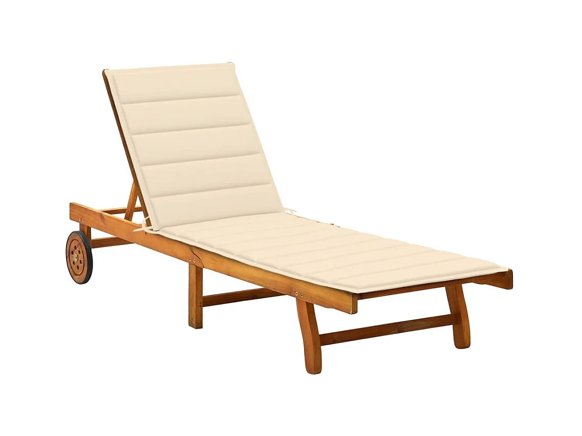 Bain de soleil avec coussin Bois d'acacia solide PEWV78947