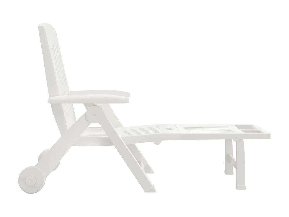 Tumbona plegable con ruedas PP blanco ES99922