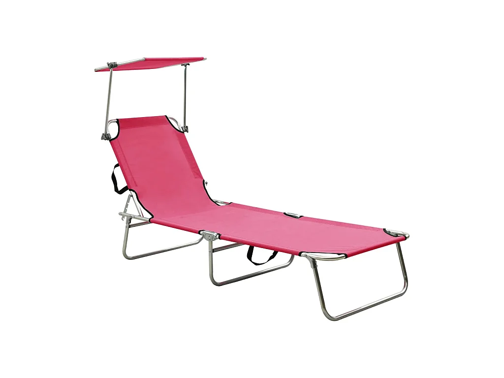 Bain de soleil pliable avec auvent Acier Rose magento SEF45516