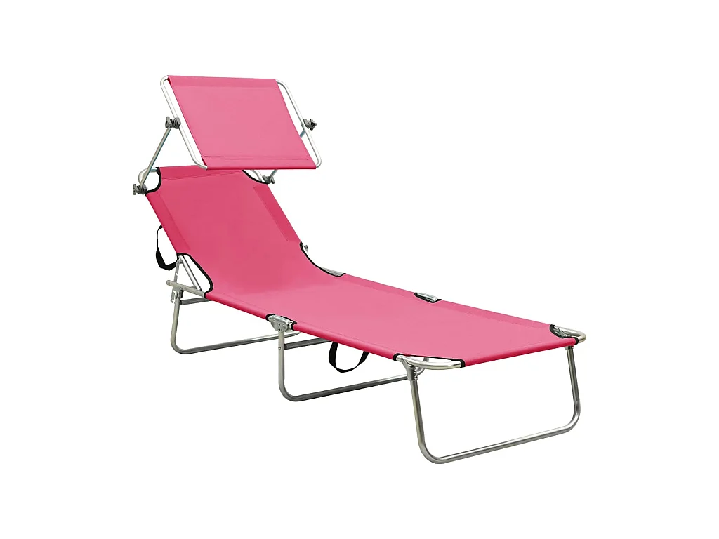 Ligbed met luifel inklapbaar staal magenta NL219341